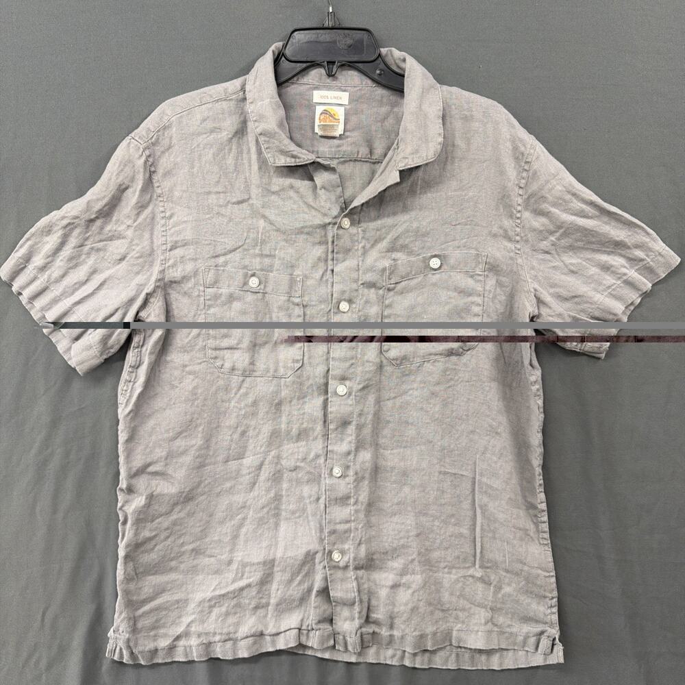 C&C California 100% Linen Grey Button Down Shirt Size L